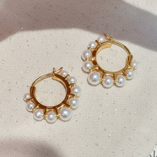 Pearl Hoops Gold