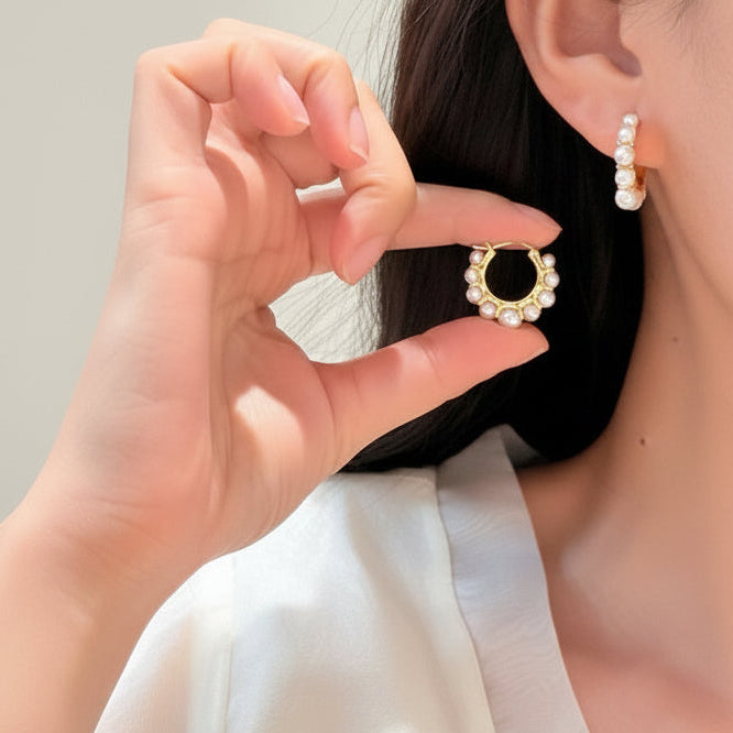 Pearl Hoops Gold