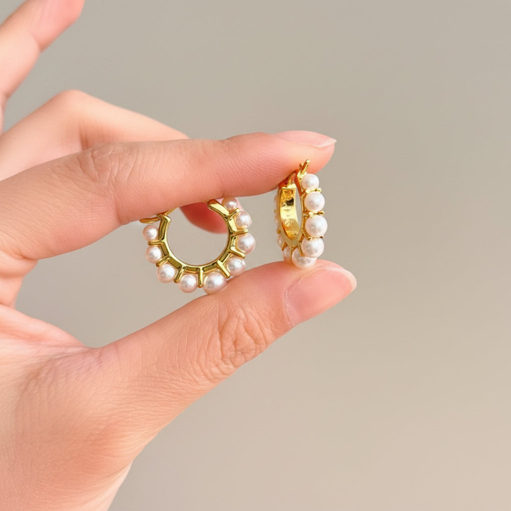 Pearl Hoops Gold