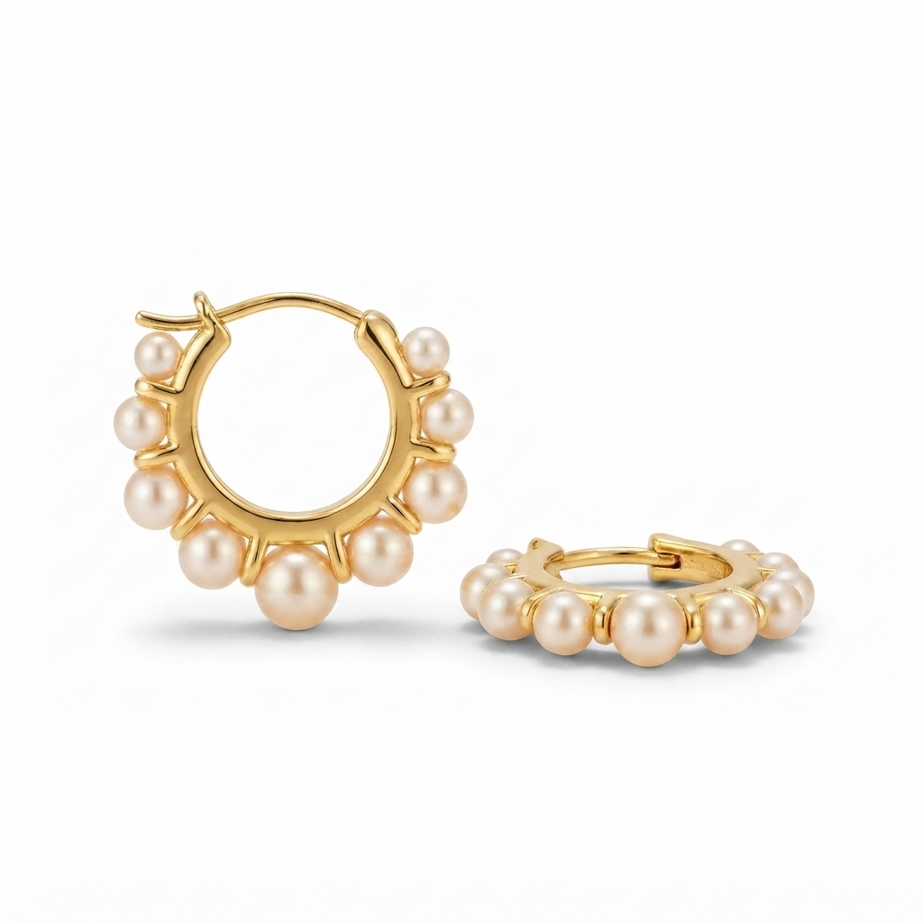 Pearl Hoops Gold